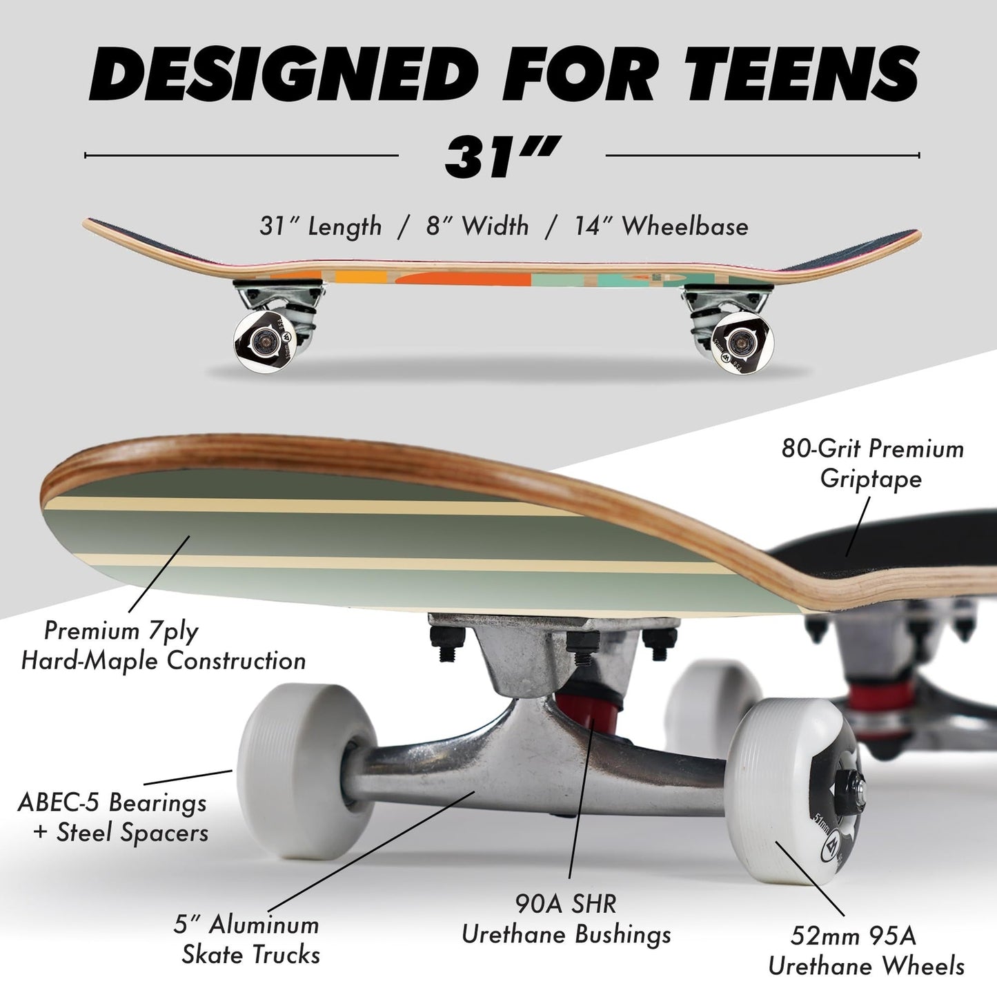Cruiser Skateboard - Maple Wood - RetroSun